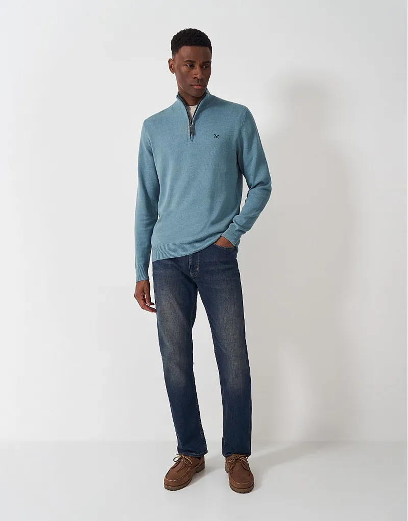 Crew Classic Half Zip Knit Smoke Blue-2
