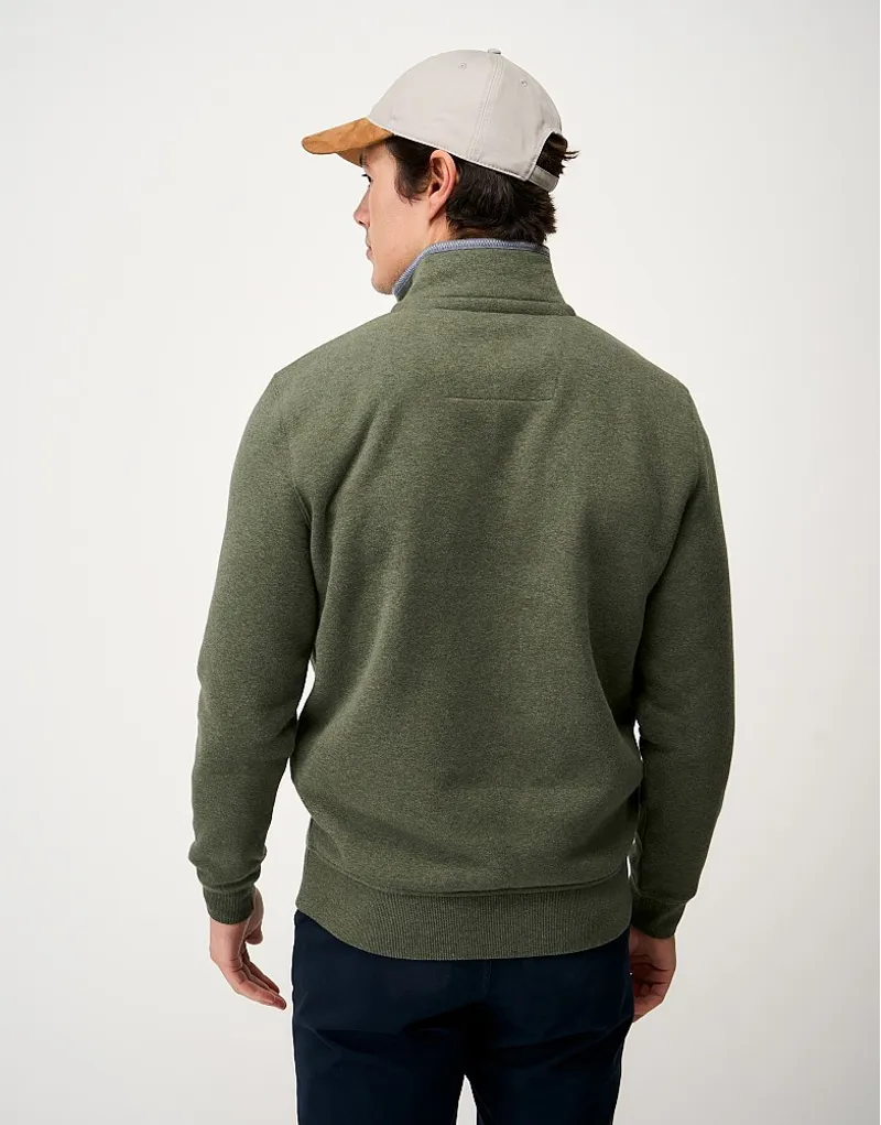 Crew Clothing Classic 1/2 Zip Sweatshirt in Heritage Olive Marl-4