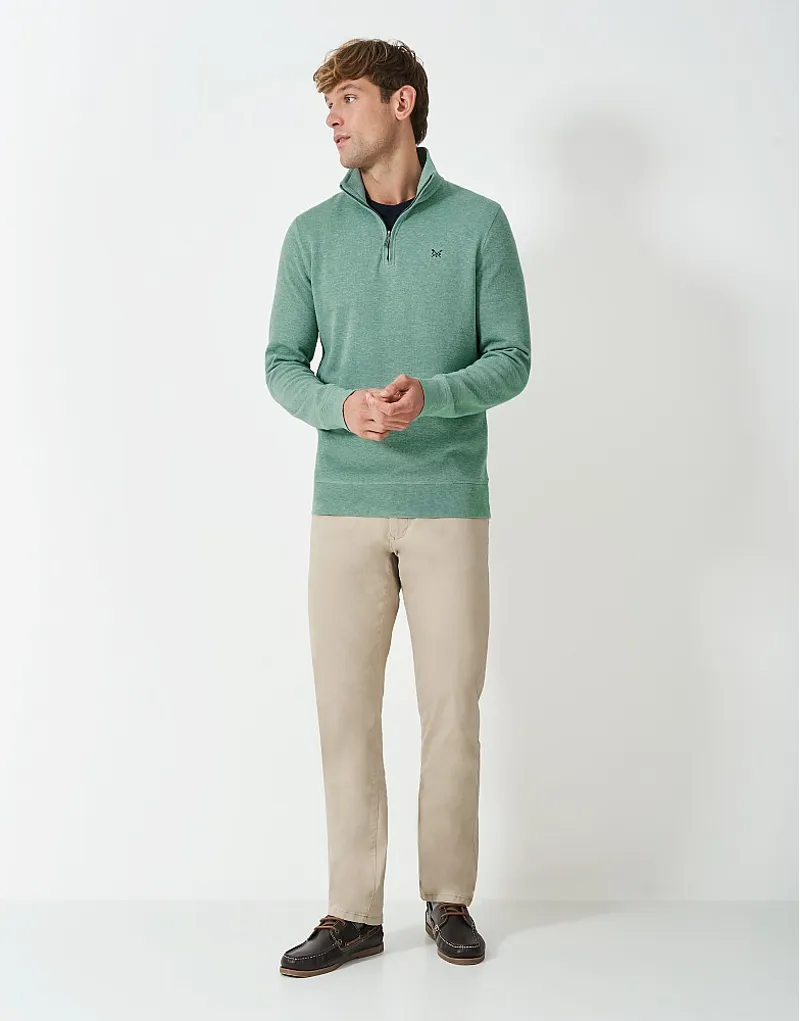 Crew French Rib Half Zip Sweatshirt Sea Pine Marl-3