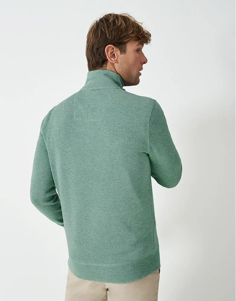 Crew French Rib Half Zip Sweatshirt Sea Pine Marl-1