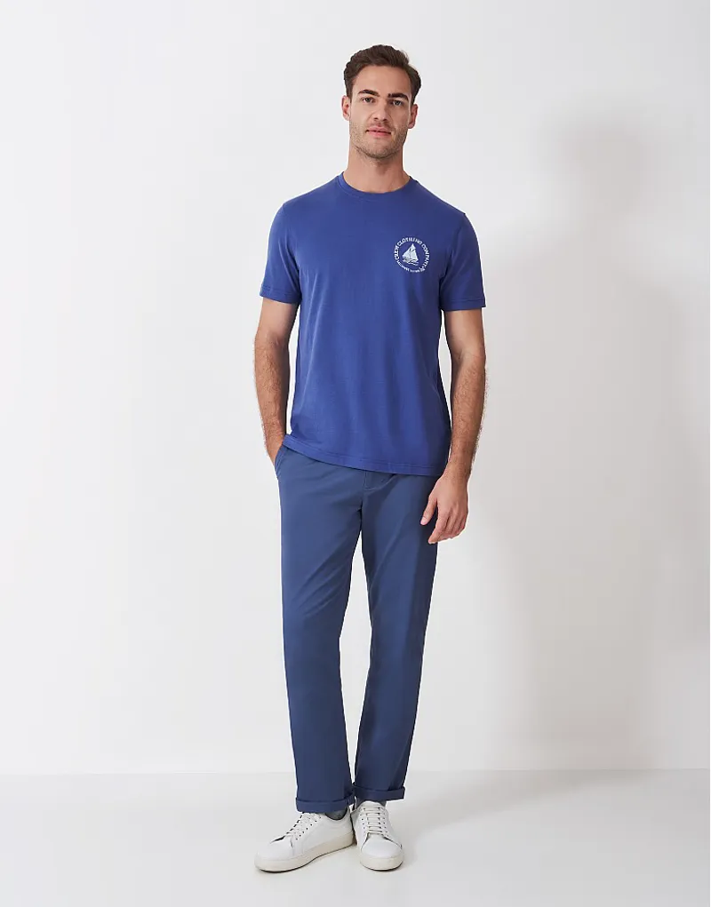 Crew Mens Embroidered Boat Tee Dark Blue-2