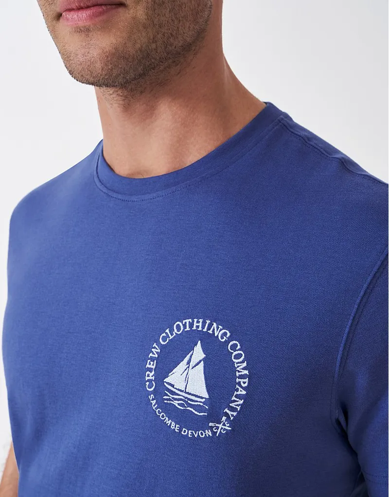 Crew Mens Embroidered Boat Tee Dark Blue-3