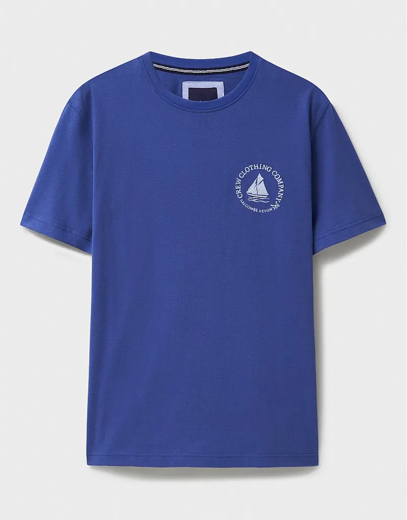 Crew Mens Embroidered Boat Tee Dark Blue
