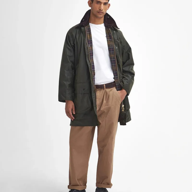 Barbour Border Waxed Jacket Archive Olive-1