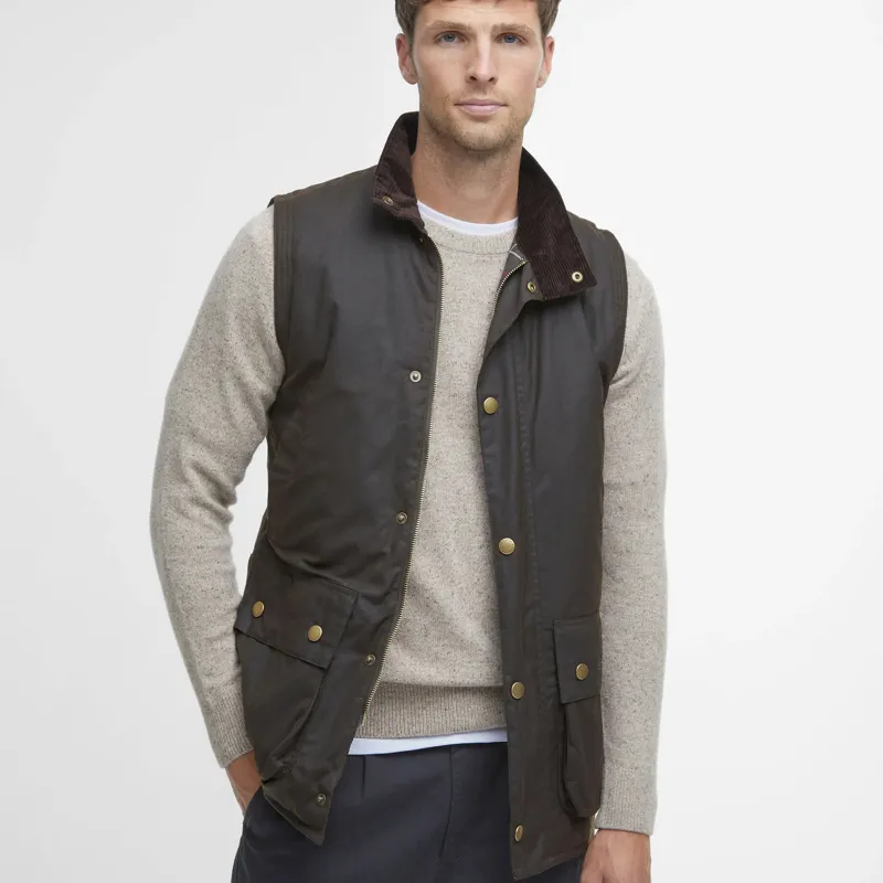 Barbour Westmorland Waxed Gilet in Olive-1