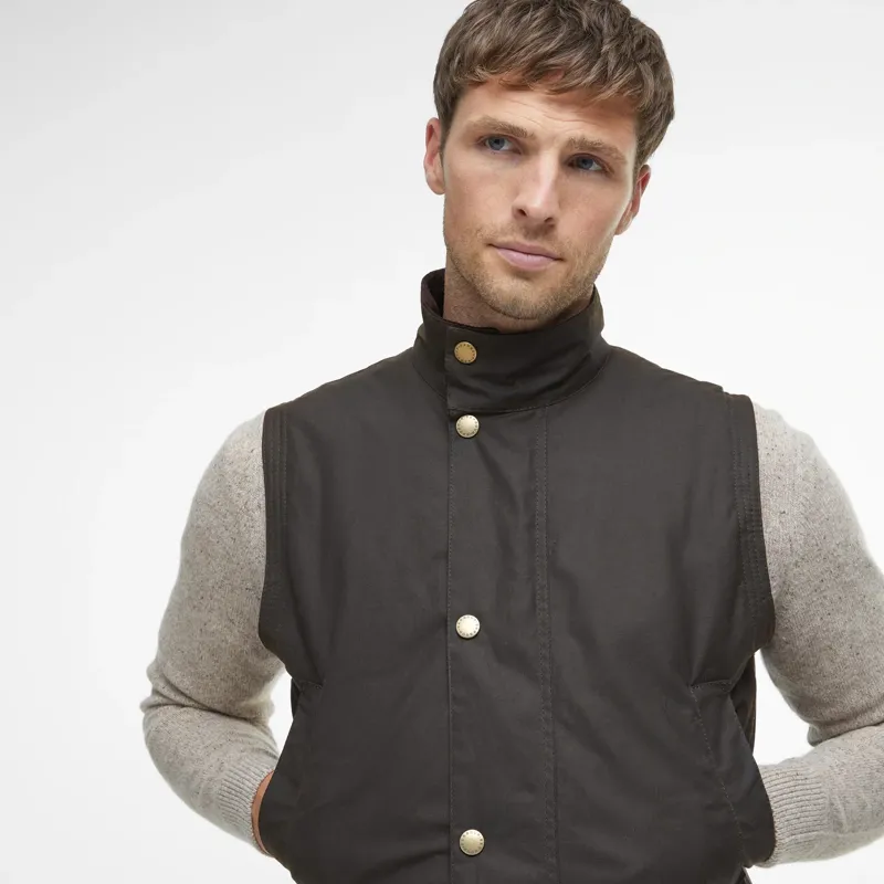 Barbour Westmorland Waxed Gilet in Olive-3