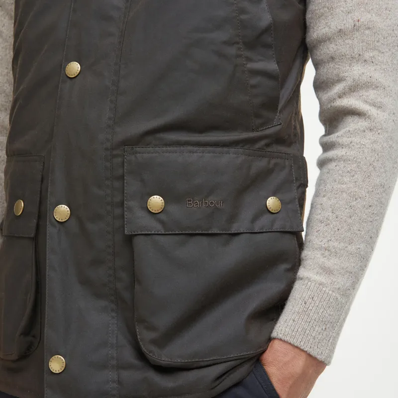 Barbour Westmorland Waxed Gilet in Olive-6