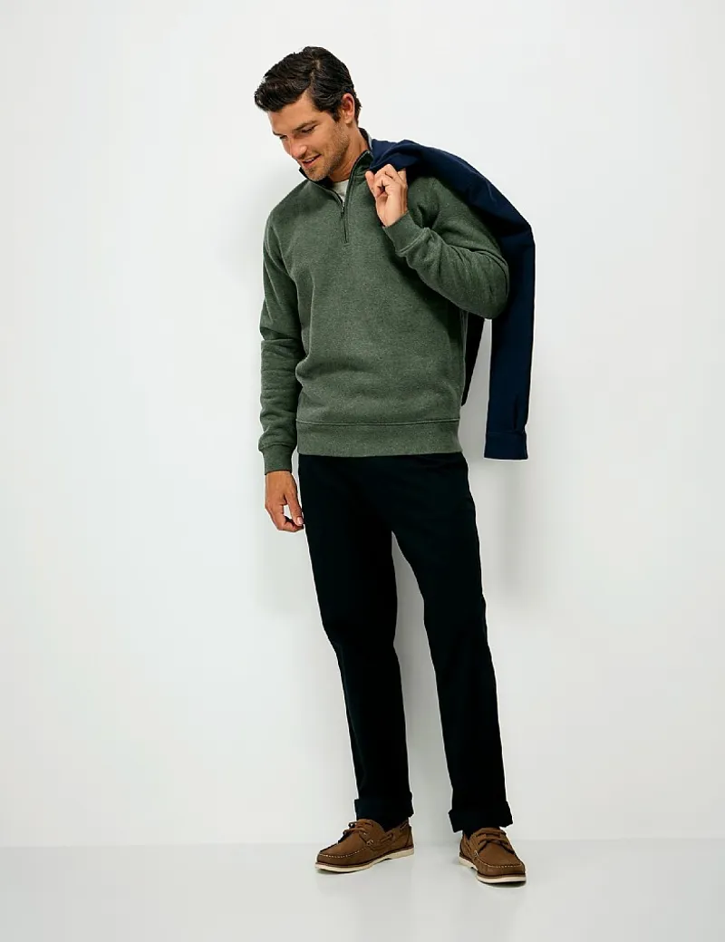 Crew Clothing Classic Half Zip Sweat in Dark Green Marl-3