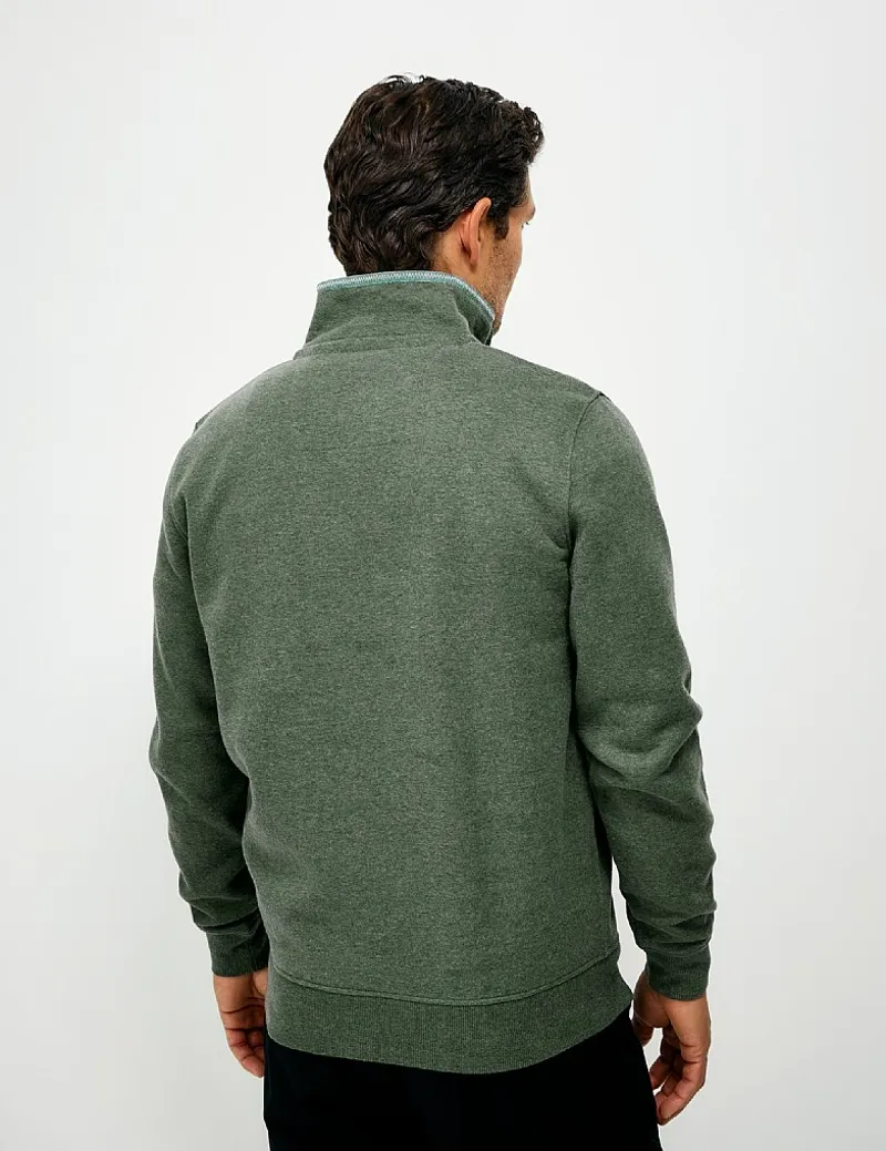 Crew Clothing Classic Half Zip Sweat in Dark Green Marl-4