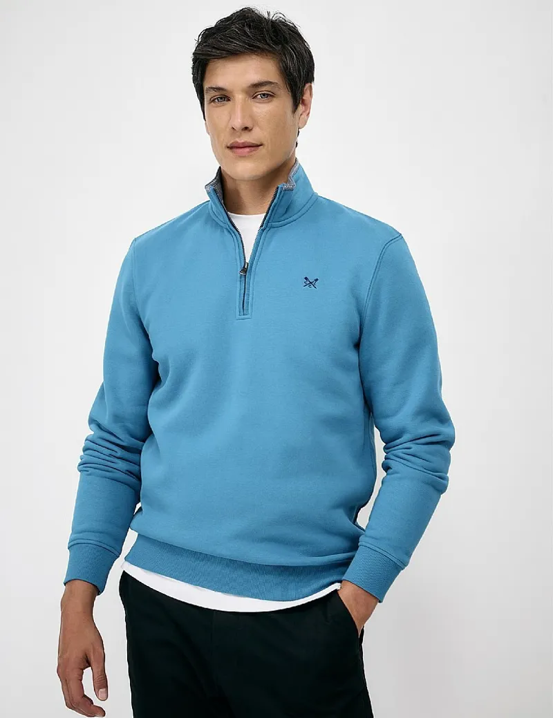 Crew Clothing Classic Half Zip Sweat in Mozaic Blue-1
