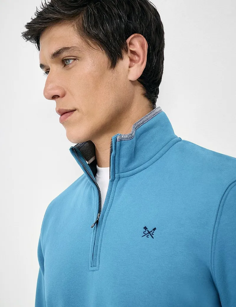 Crew Clothing Classic Half Zip Sweat in Mozaic Blue-2