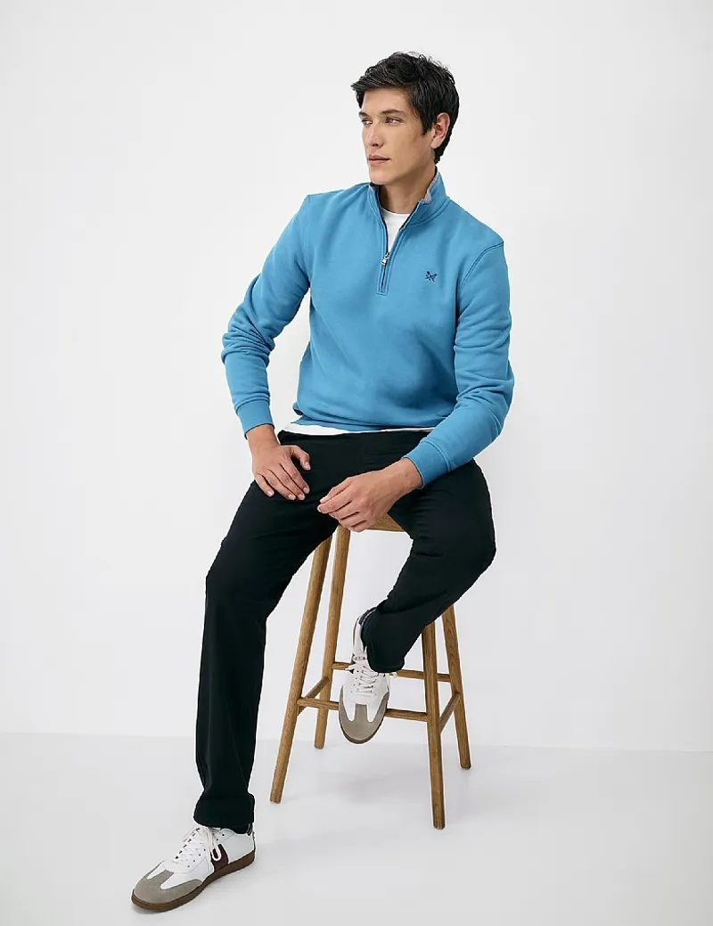 Crew Clothing Classic Half Zip Sweat in Mozaic Blue-4