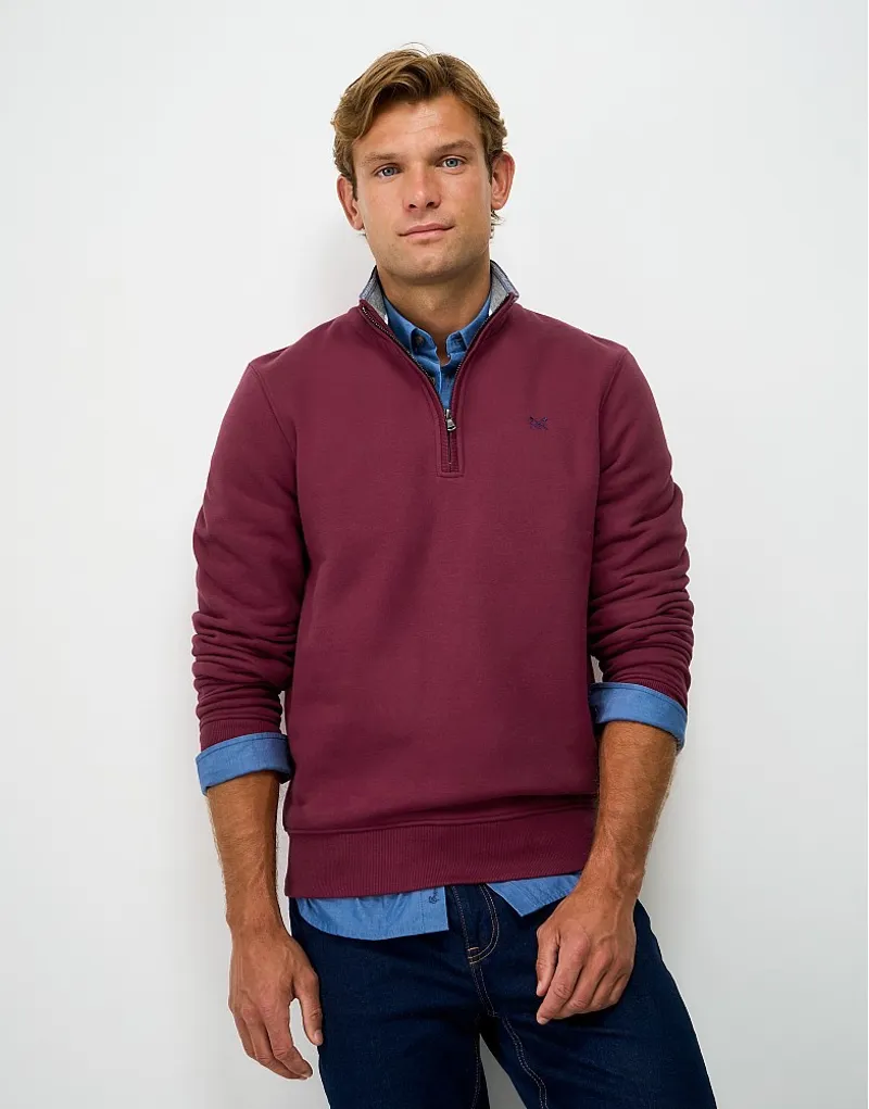 Crew Clothing Classic Half Zip Sweat in Rhododedrum-1