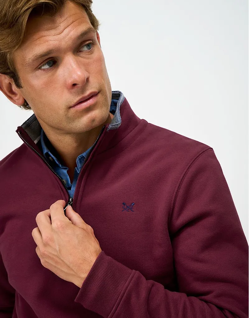 Crew Clothing Classic Half Zip Sweat in Rhododedrum-2