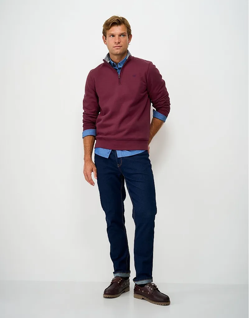 Crew Clothing Classic Half Zip Sweat in Rhododedrum-3