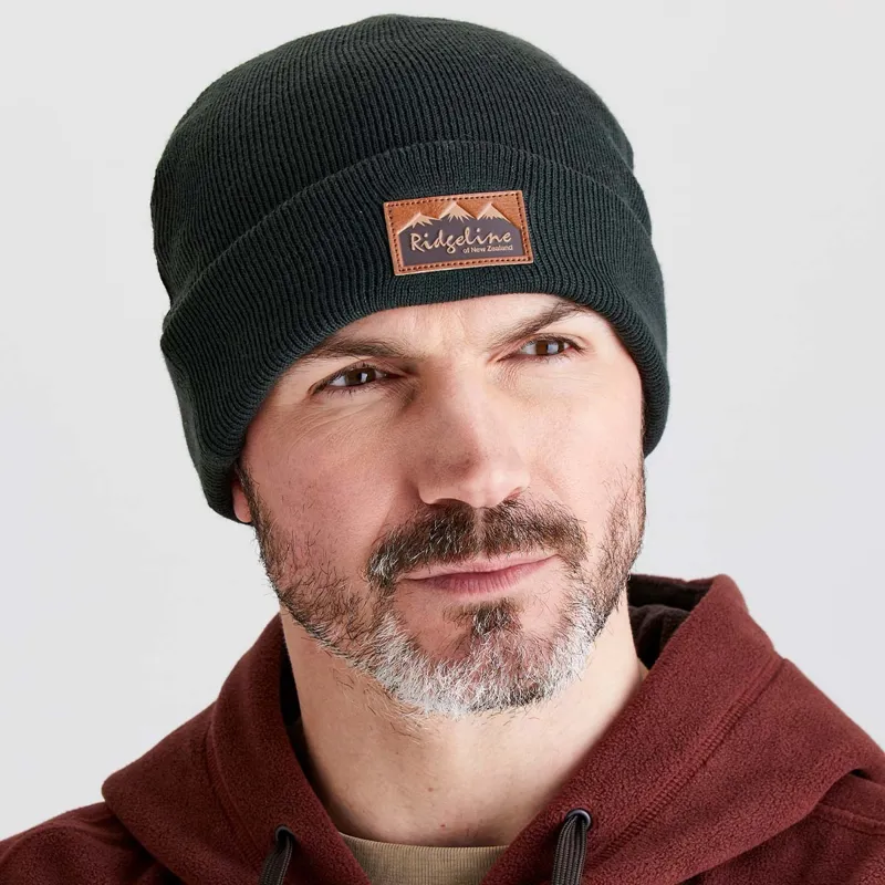 Ridgeline Heritage Fine Knit Beanie in Deep Forest-3