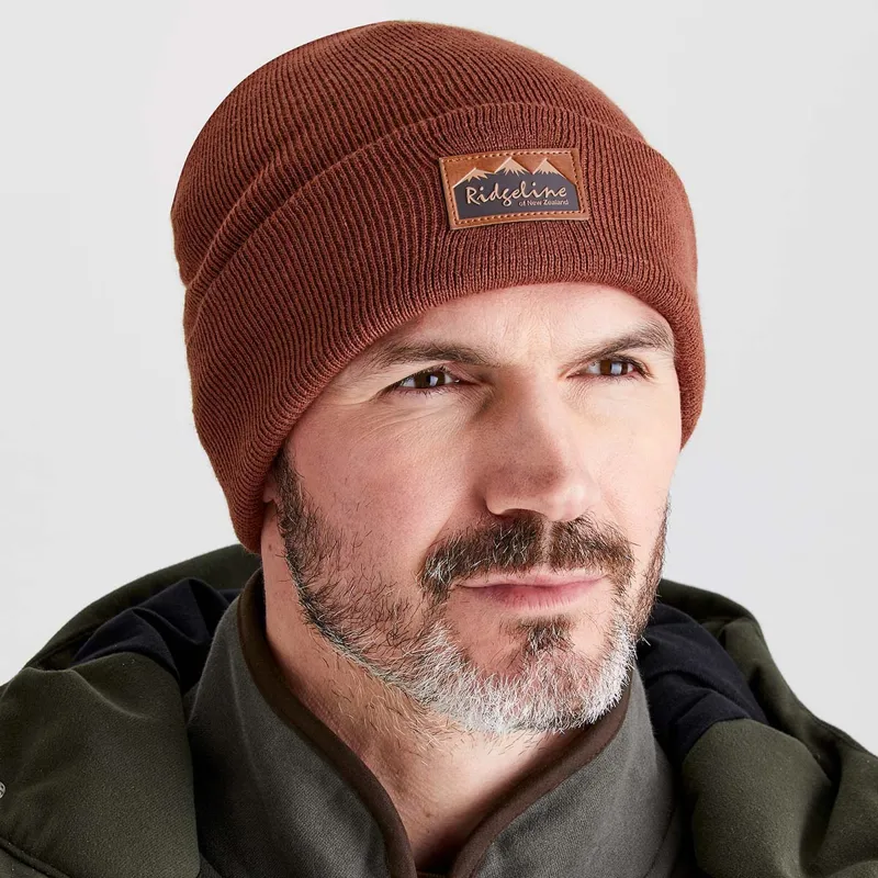 Ridgeline Heritage Fine Knit Beanie in Nutmeg-3