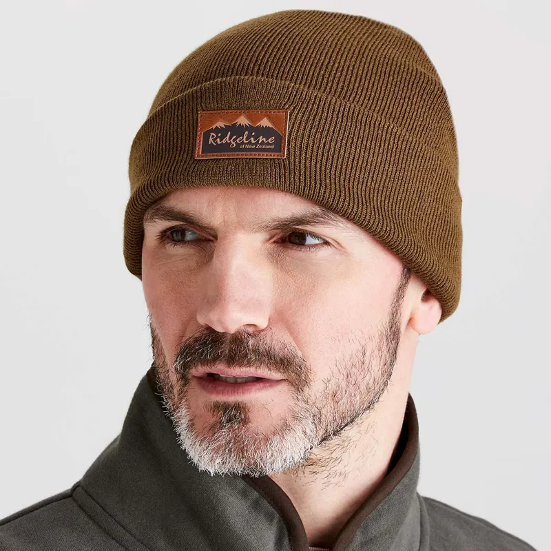 Ridgeline Heritage Fine Knit Beanie in Teak-2