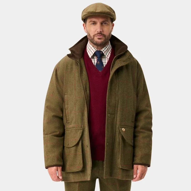 Alan Paine Combrook Men's Tweed Waterproof Shooting Field Coat in Mariner-6