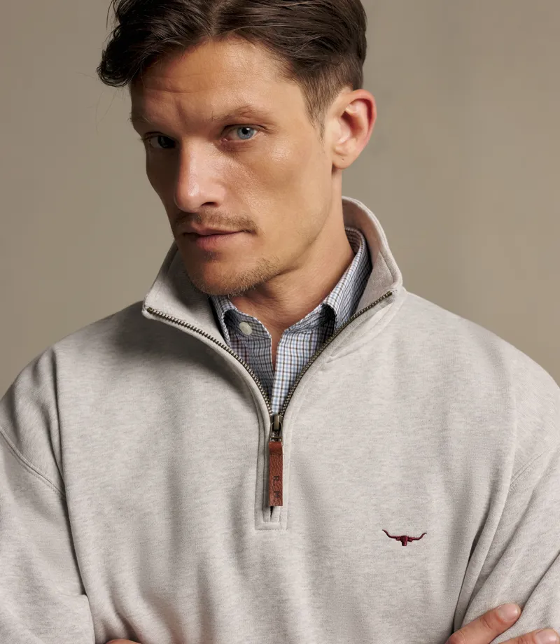 RM Williams Mulyungarie 1/4 Zip Sweatshirt in Grey Marle-3