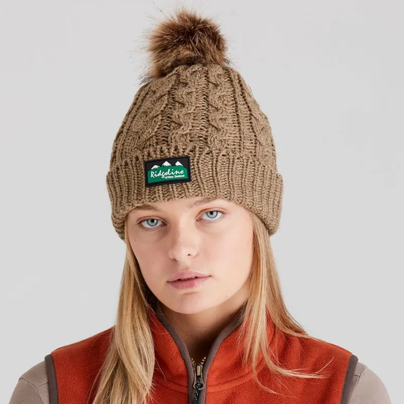 Ridgeline Nordic Fleck Bobble Hat in Teak-1