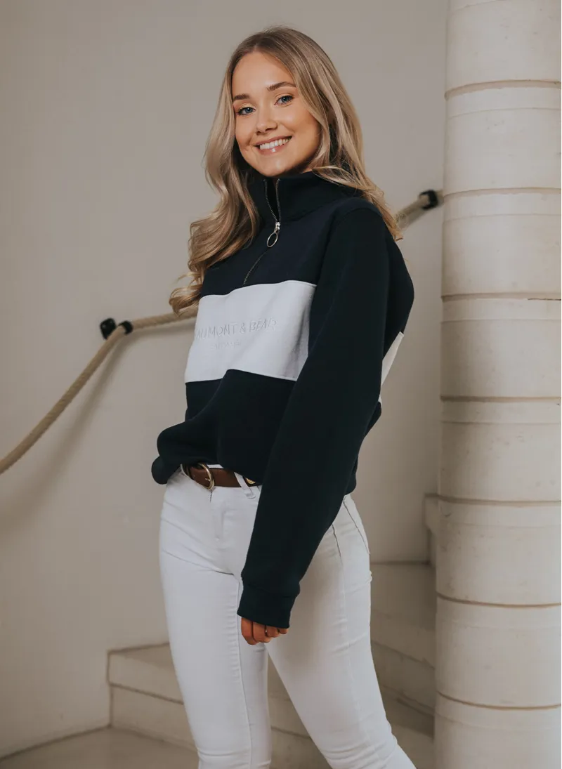 Beaumont and Bear Cliff Road Quarter Zip Navy