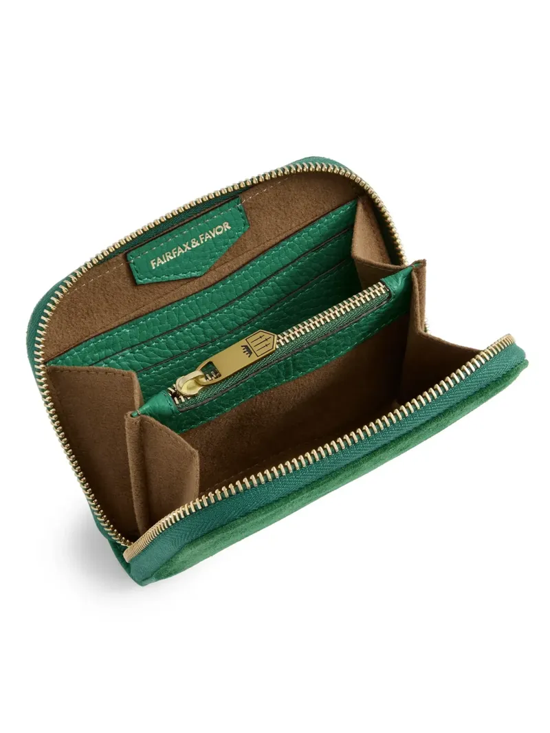 Fairfax and Favor Mini Salisbury Purse Clover Green Suede-2