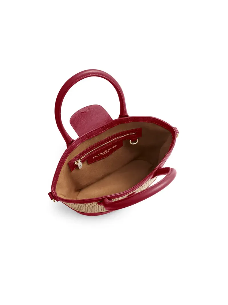 Fairfax and Favor Mini Windsor Basket Bag Cherry Leather-6