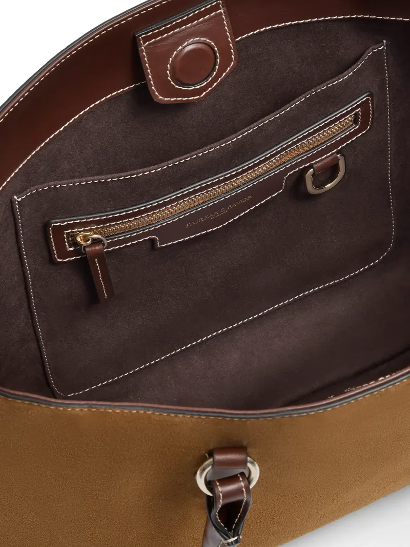 Fairfax and Favor Seville Tote Tan Suede-4