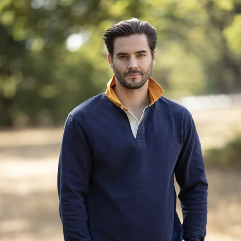 Bullwren Original Rugby Shirt in Navy/Mustard