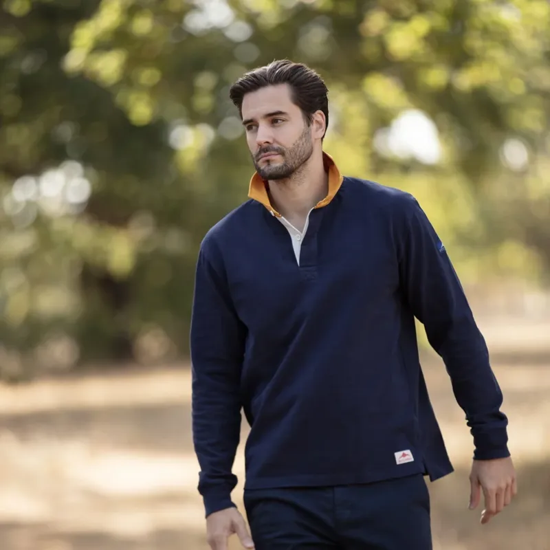 Bullwren Original Rugby Shirt in Navy/Mustard-3