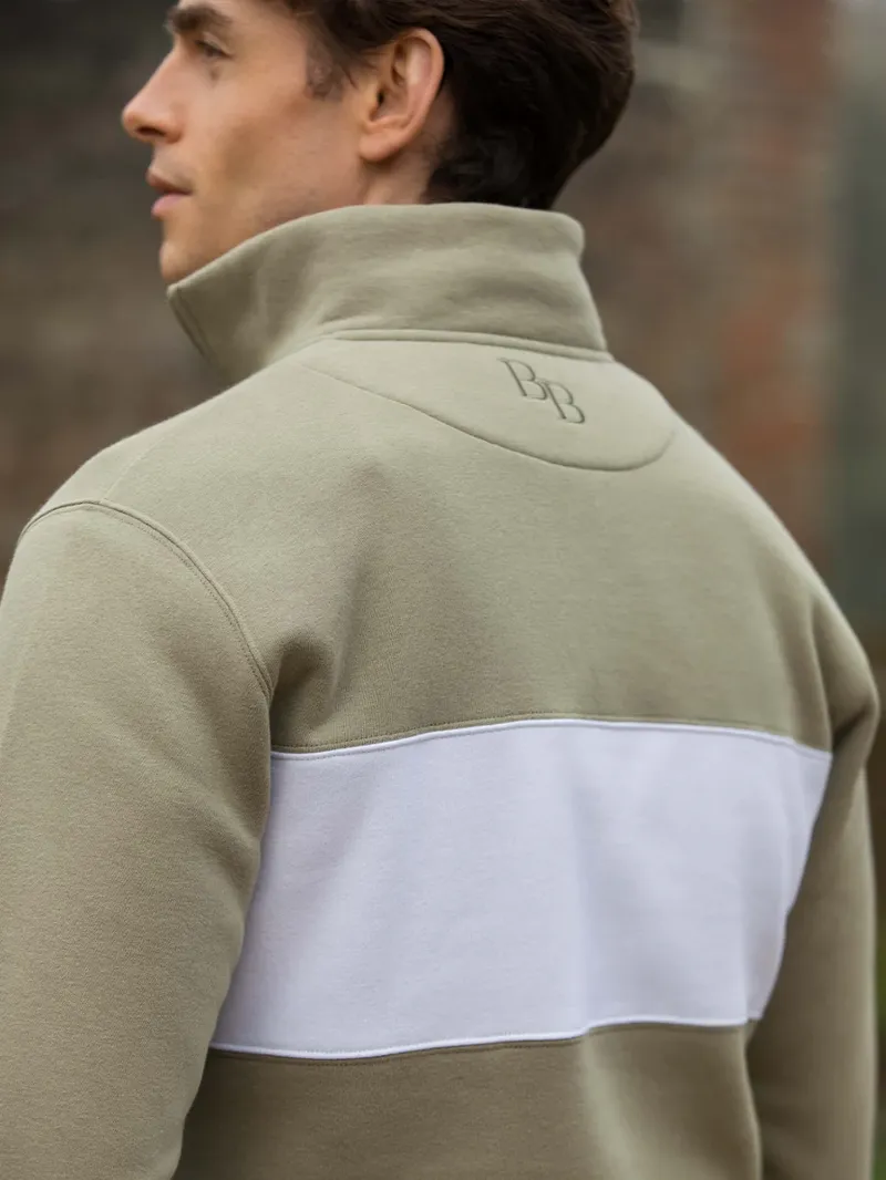 Beaumont and Bear Cliff Road Unisex Quarter Zip Olive-3