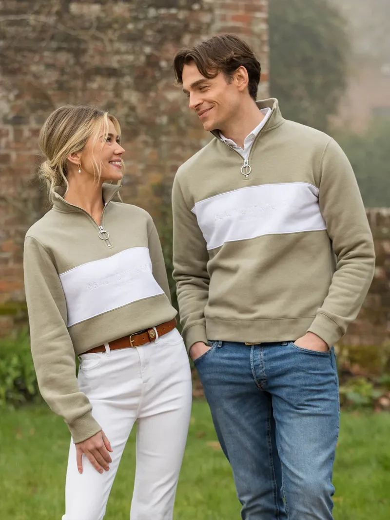 Beaumont and Bear Cliff Road Unisex Quarter Zip Olive