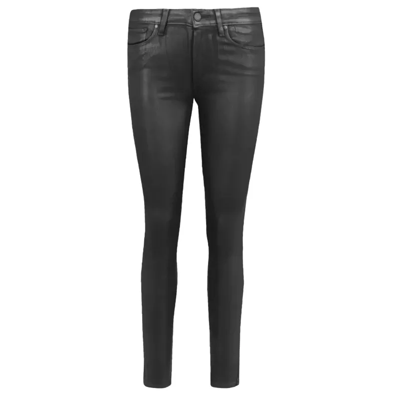 Paige Hoxton Ankle Ultra Skinny High-rise Stretch Denim Jeans Black Fog Luxe Coating 