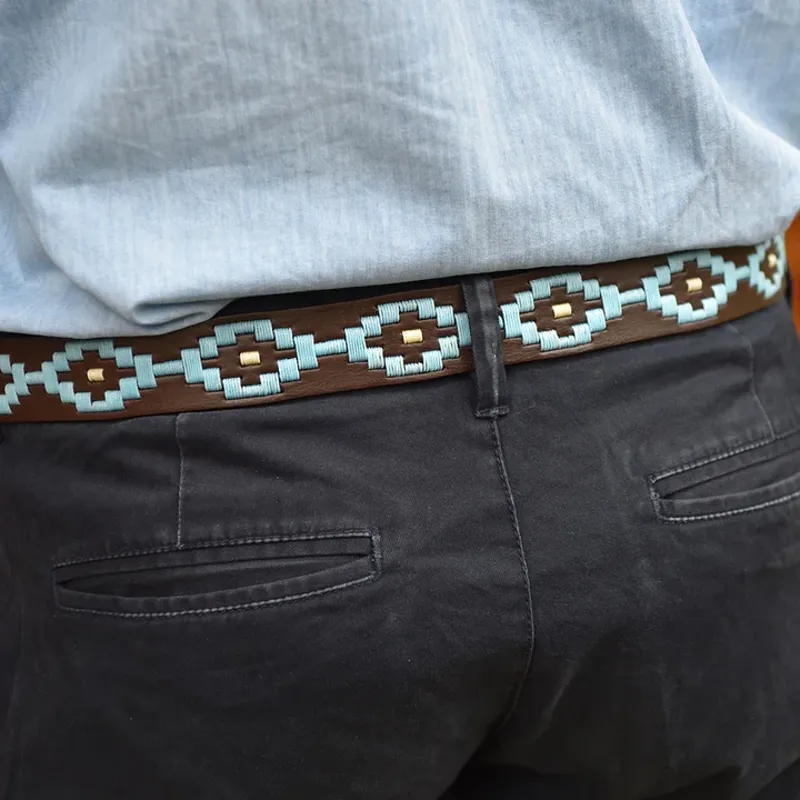 Pioneros Polo Belt Pale Blue Dot-1