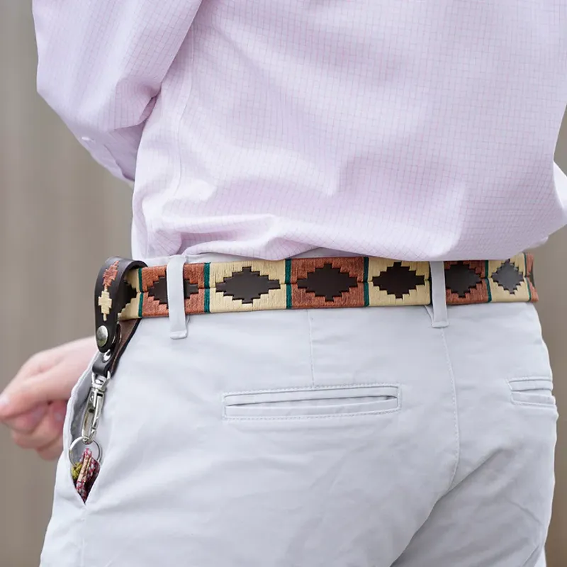 Pioneros Polo Belt Copper/Beige/Green Stripe-2