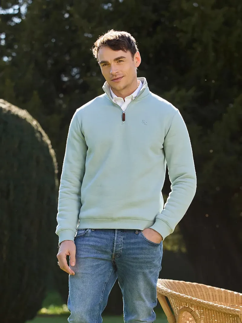 Beaumont and Bear Tuckenhay Limited Edition Unisex Quarter Zip Duck Egg