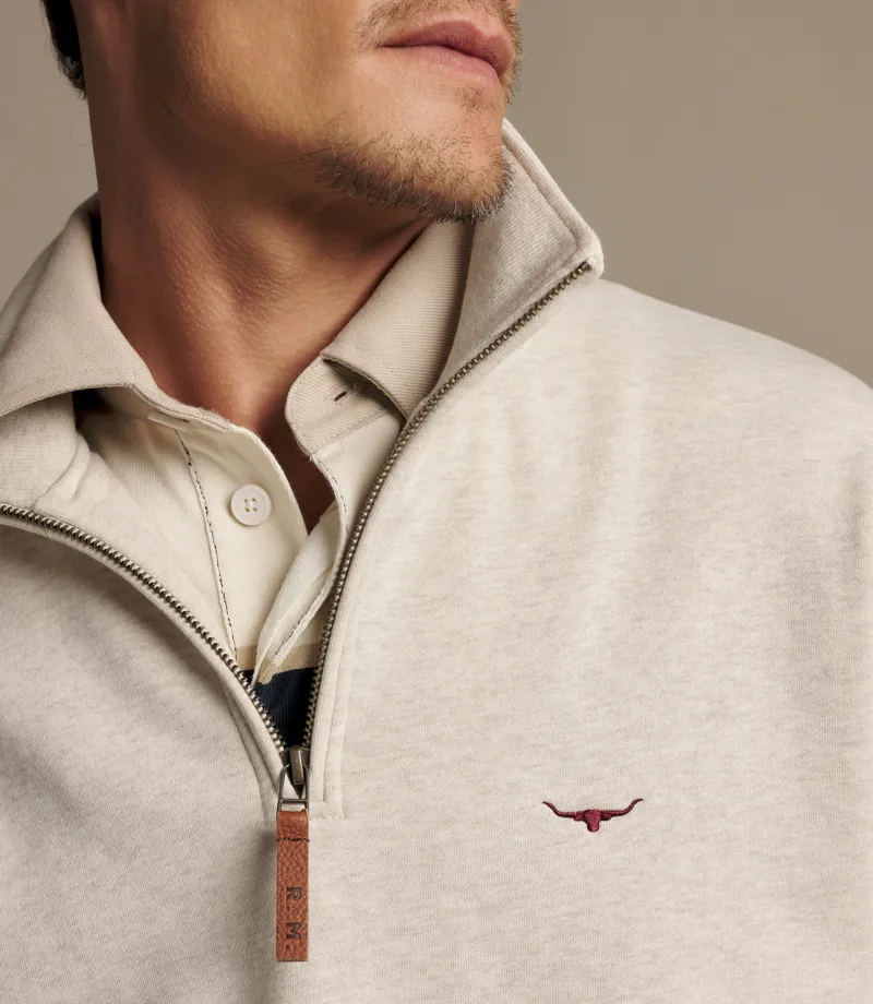 RM Williams Mulyungarie 1/4 Zip Sweatshirt in Ecru Marle-2