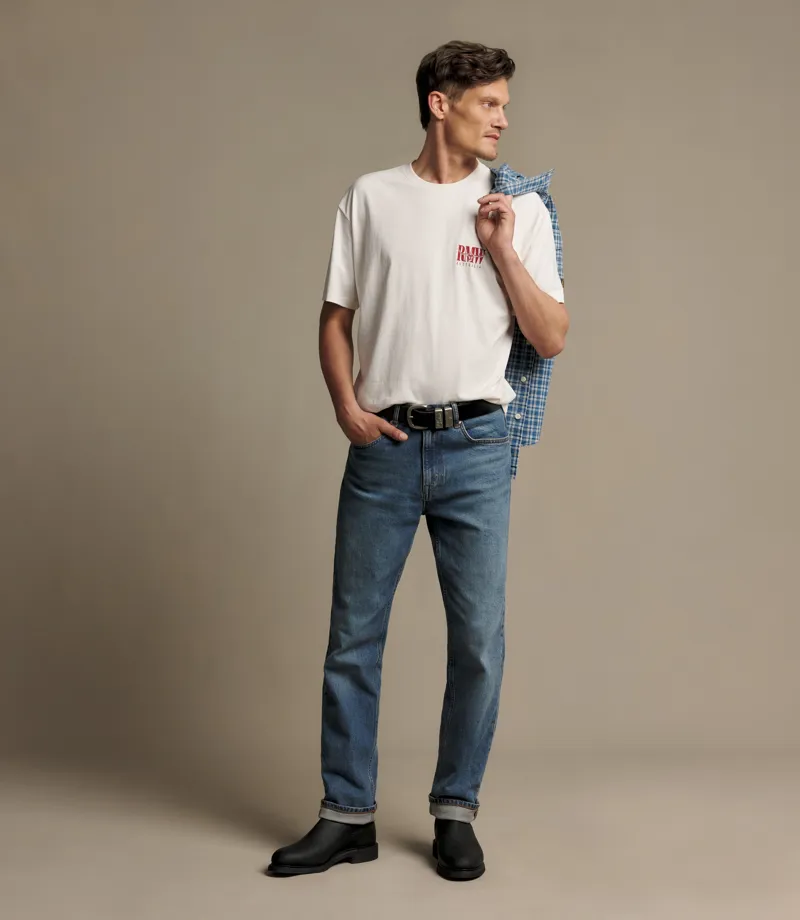 RM Williams Classic R.M.W. T-Shirt in White-1