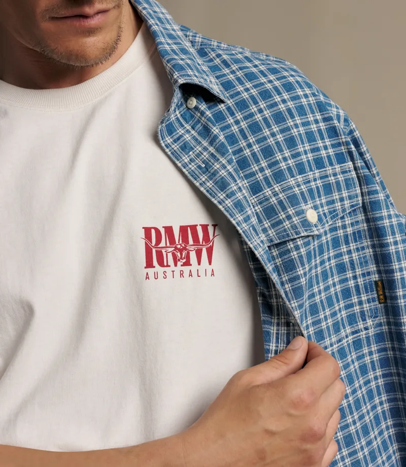RM Williams Classic R.M.W. T-Shirt in White-3