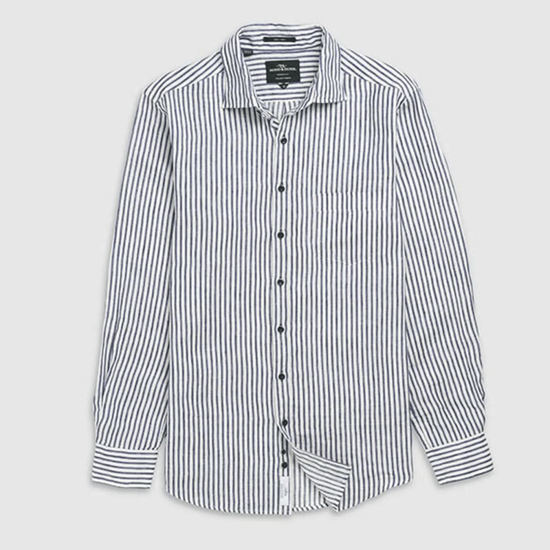 Rodd and Gunn Port Charles Linen Shirt Deep Ocean
