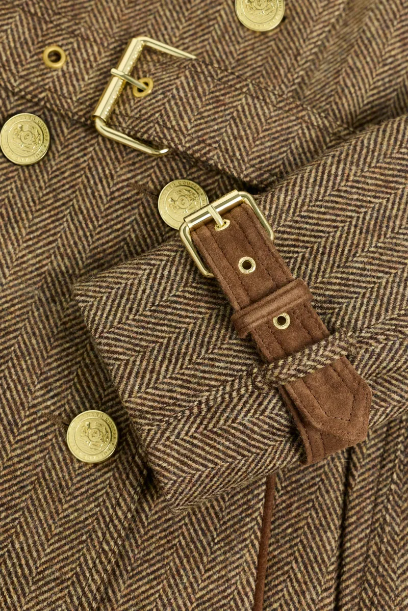 Holland Cooper Marlborough Trench Coat in Large Scale Brown Herringbone-7