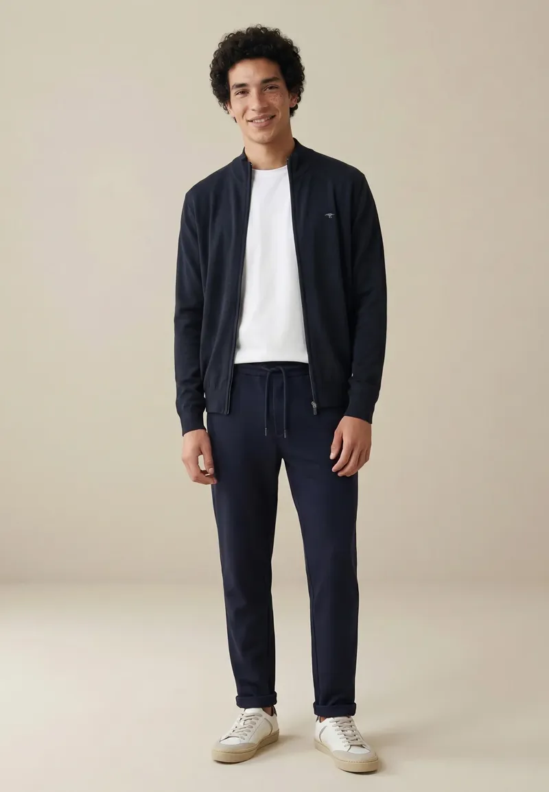 Fynch-Hatton Fine Knit Zip Cardigan Charcoal-3