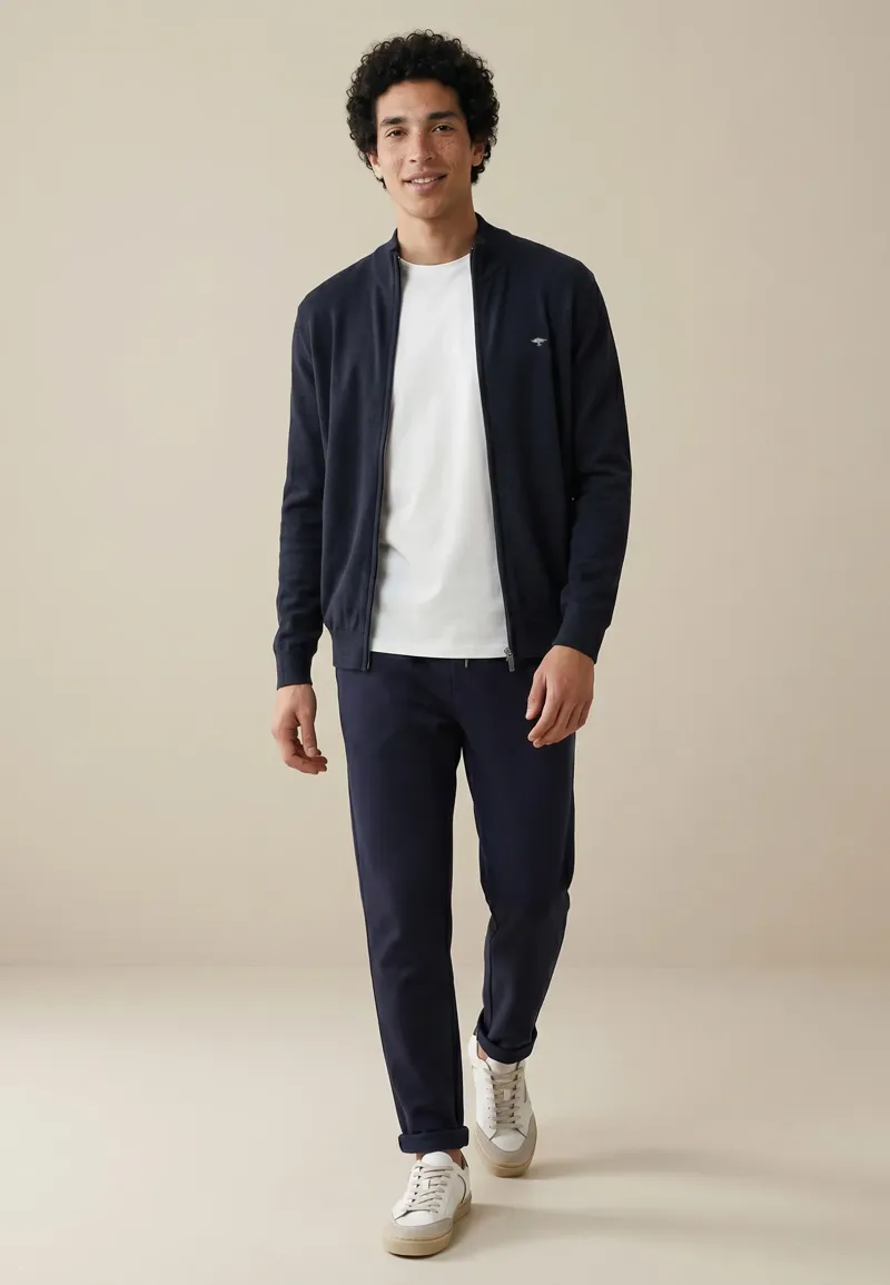 Fynch-Hatton Fine Knit Zip Cardigan Charcoal-4