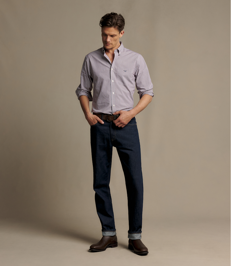 RM Williams Whyalla Poplin Check Shirt in Red-1