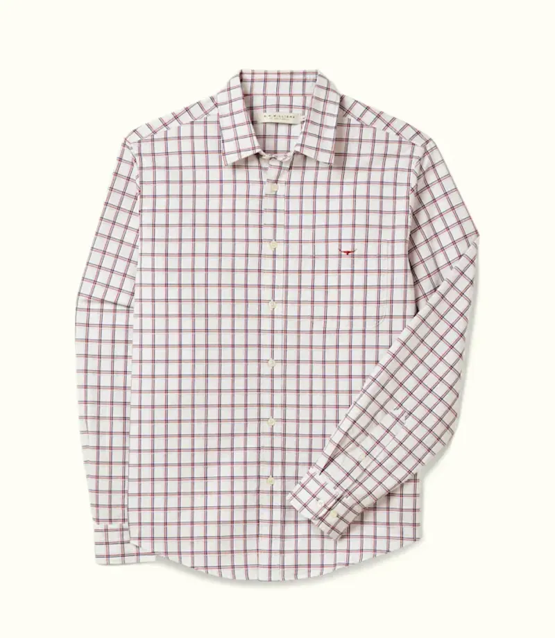 RM Williams Classic Twill Check Shirt White Red Navy