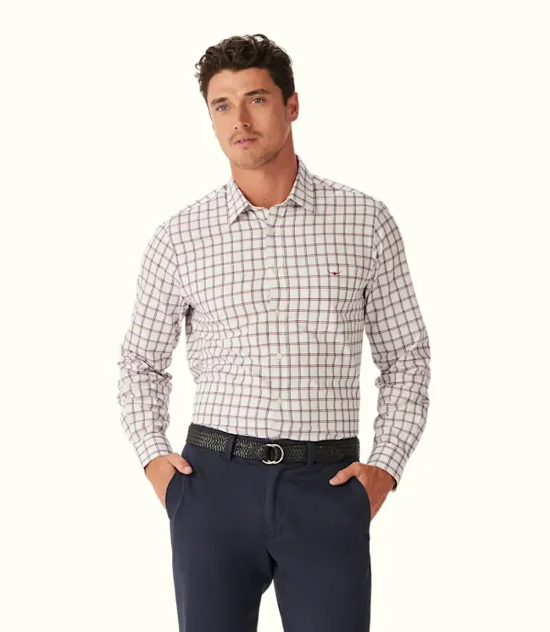 RM Williams Classic Twill Check Shirt White Red Navy-1