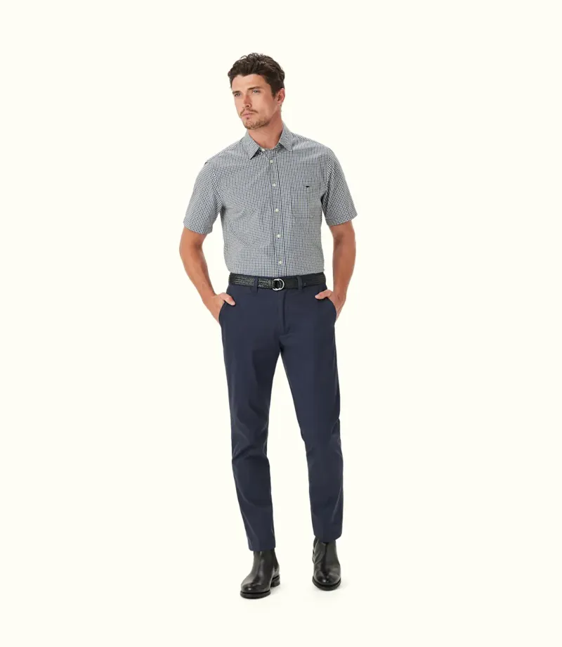 RM Williams Classic Poplin Check Short Sleeve Shirt Navy Charcoal-2