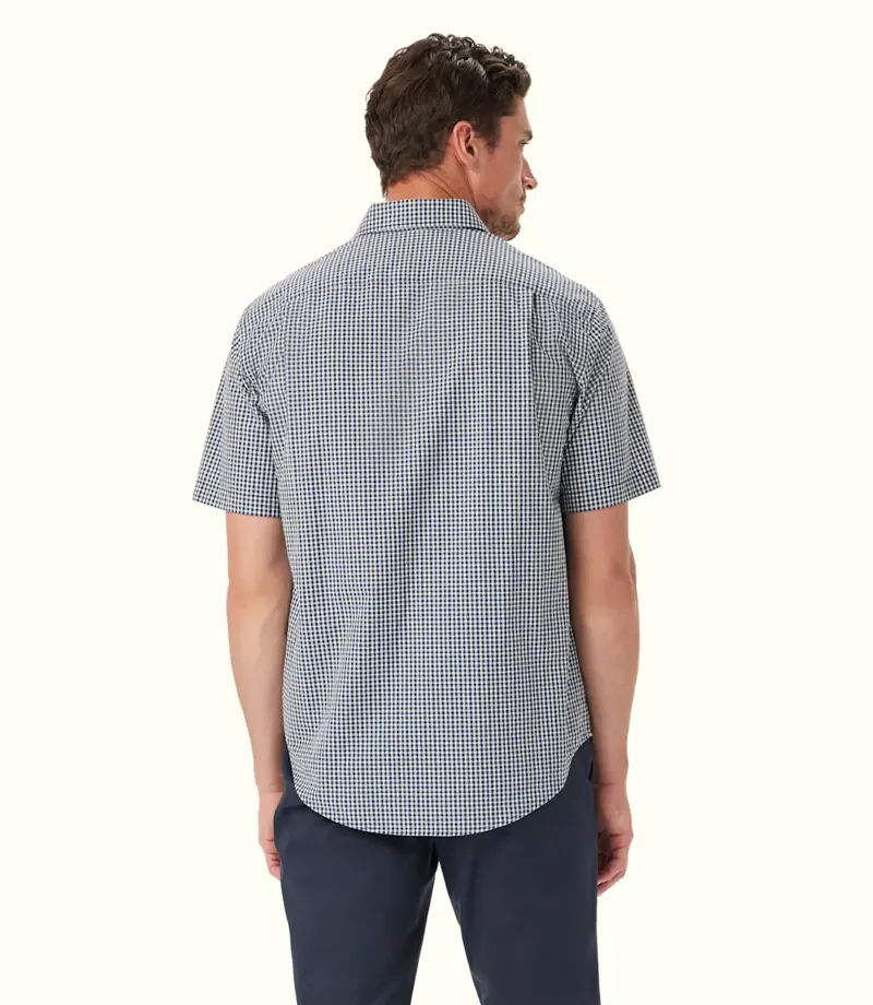 RM Williams Classic Poplin Check Short Sleeve Shirt Navy Charcoal-3