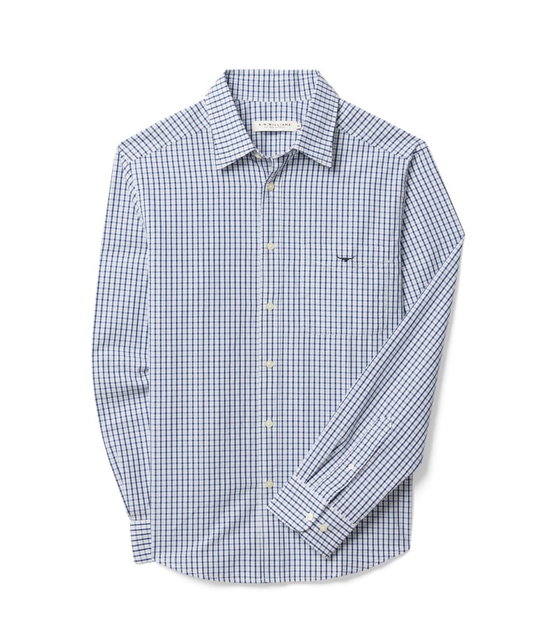 RM Williams Augusta Classic Poplin Shirt White Blue